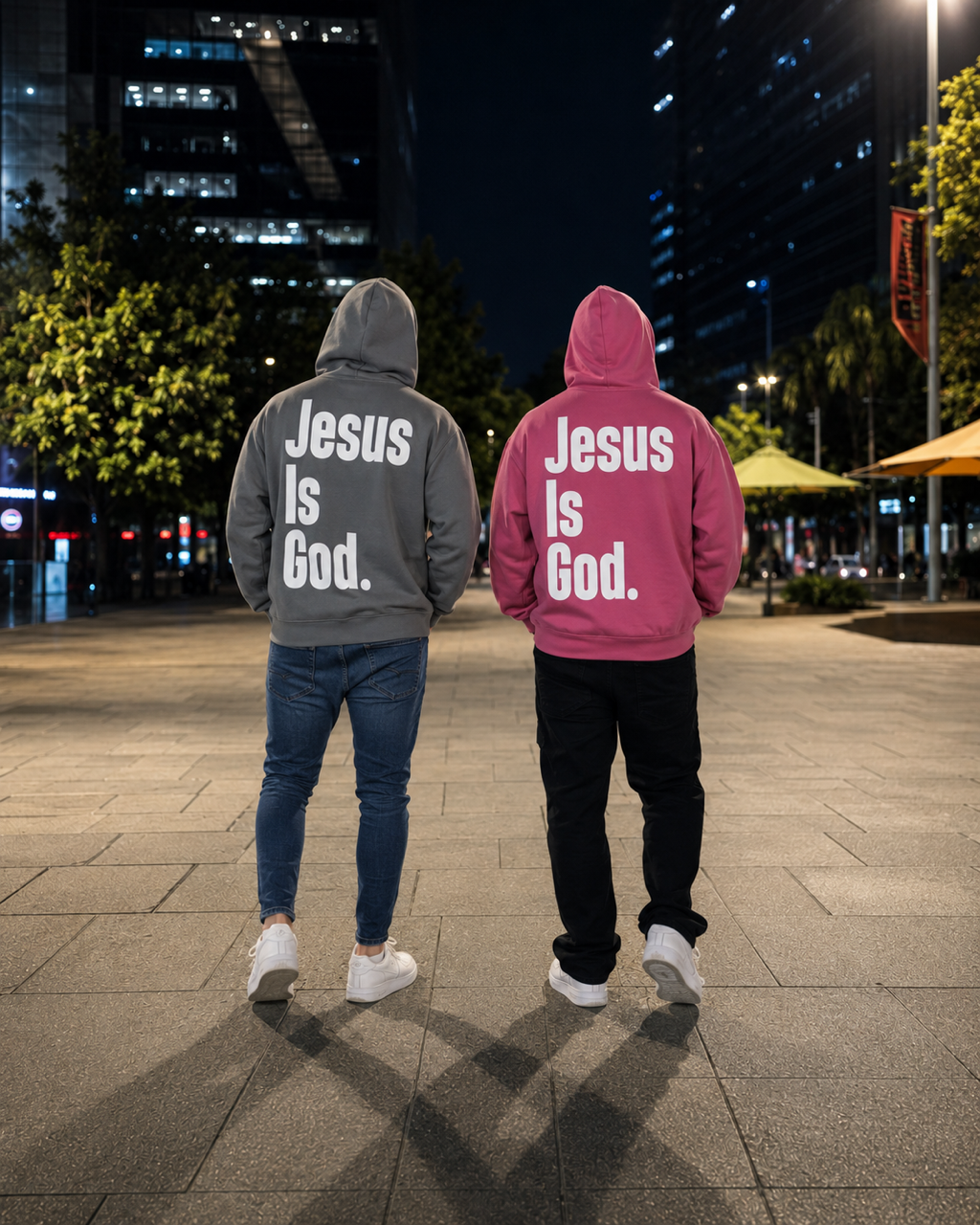 A bearded man wearing a Surrendered Apparel Christian Heavyblend Hoodie in Light Blue. The Surrendered Apparel Logo in black sits across the chest of the Hoodie. The hoodie has a loose and comfortable fit 
