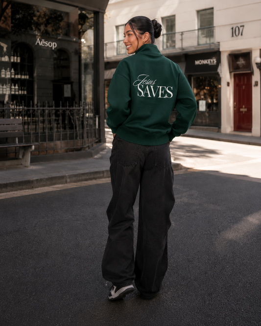 Women's Jesus Saves Half-Zip